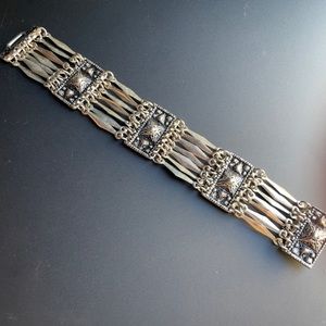 Vintage Silver Bracelet with Stamped Sections